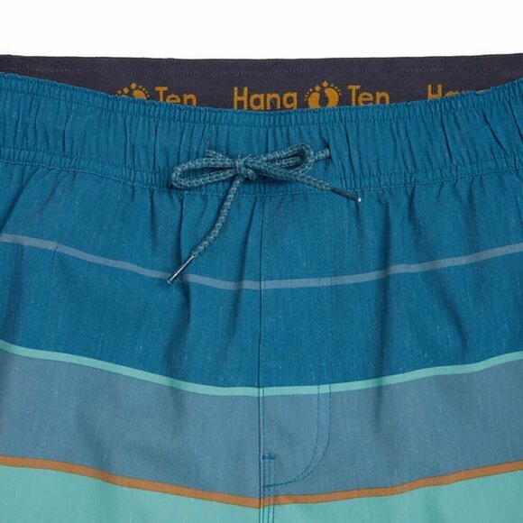 Hang Ten Men's Swim Trunk Shorts Green Striped Quick Dry - Picture 4 of 9